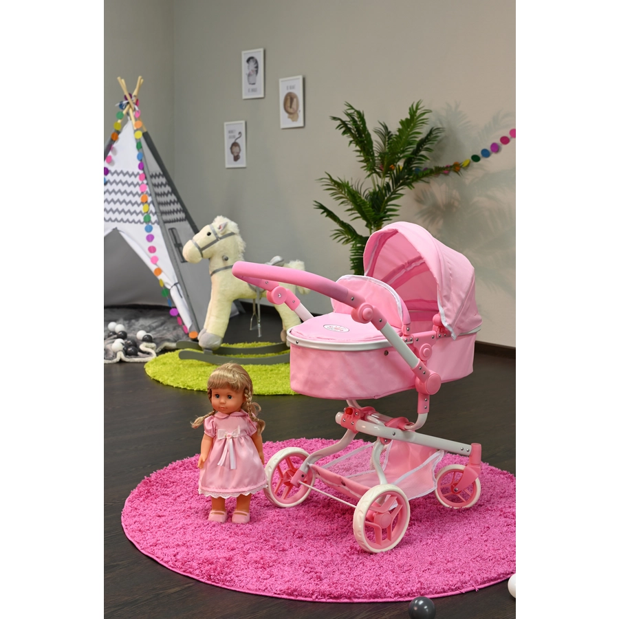 knorr toys® Puppenwagen Boonk - Princess white rose rosa