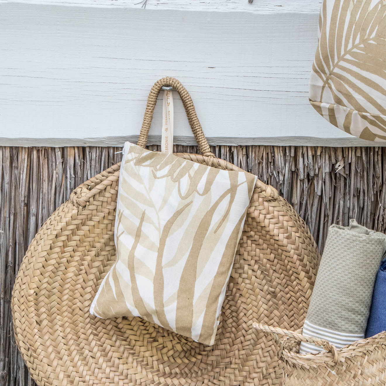 Febronie Pochette de plage en Coton Jungle sable - 28x21 cm