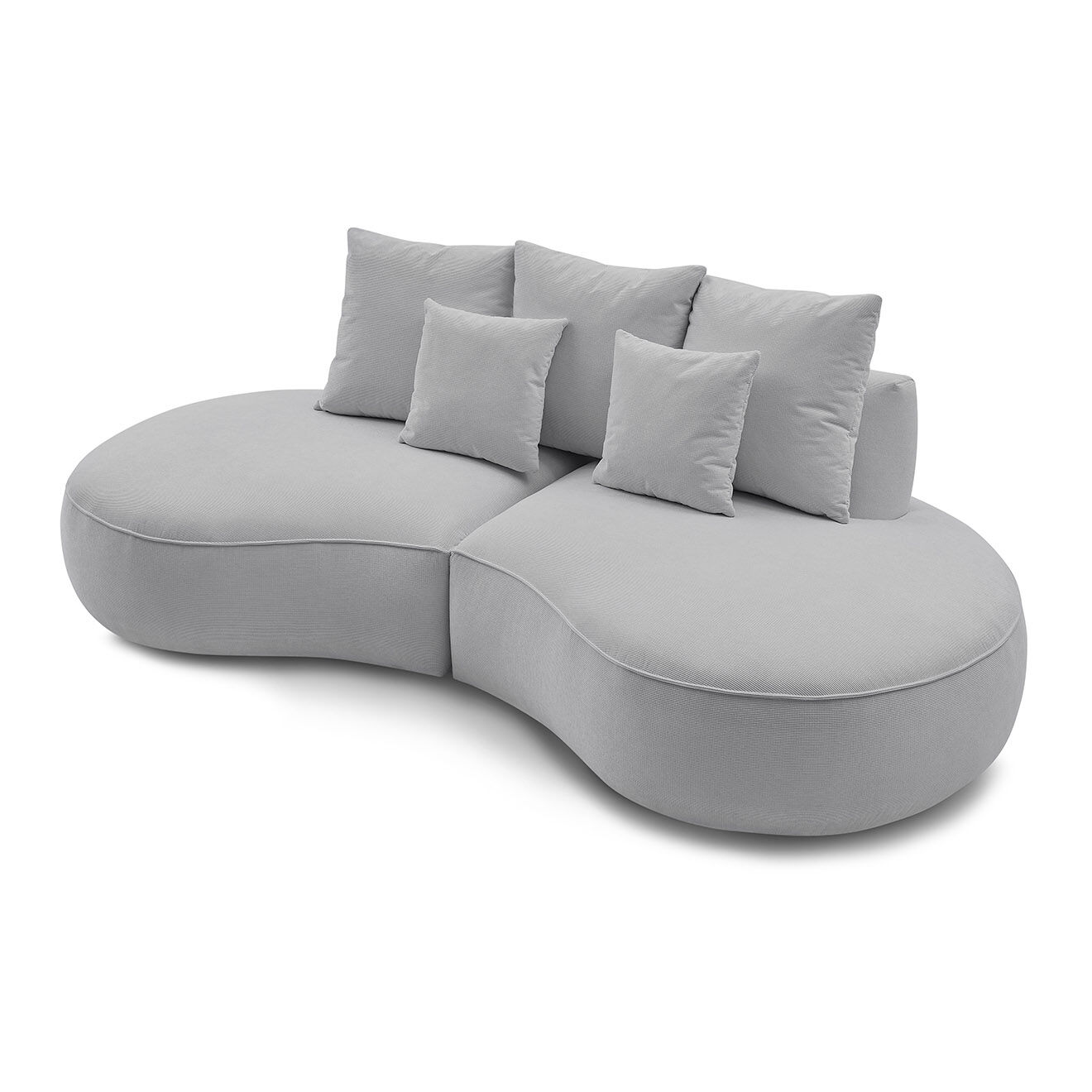 Bobochic Canapé droit fixe 3 places saint-germain tissu texturé gris clair - 260x145x92 cm
