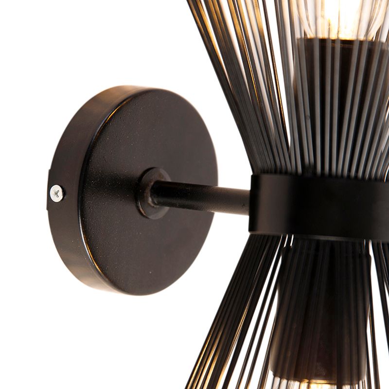 Art Deco wandlamp zwart 2-lichts - Broom