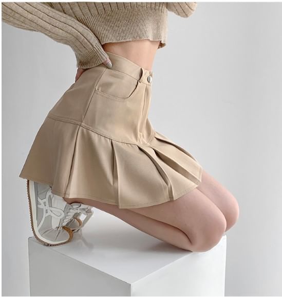 Shira - Hoge taille geplooide minirok
