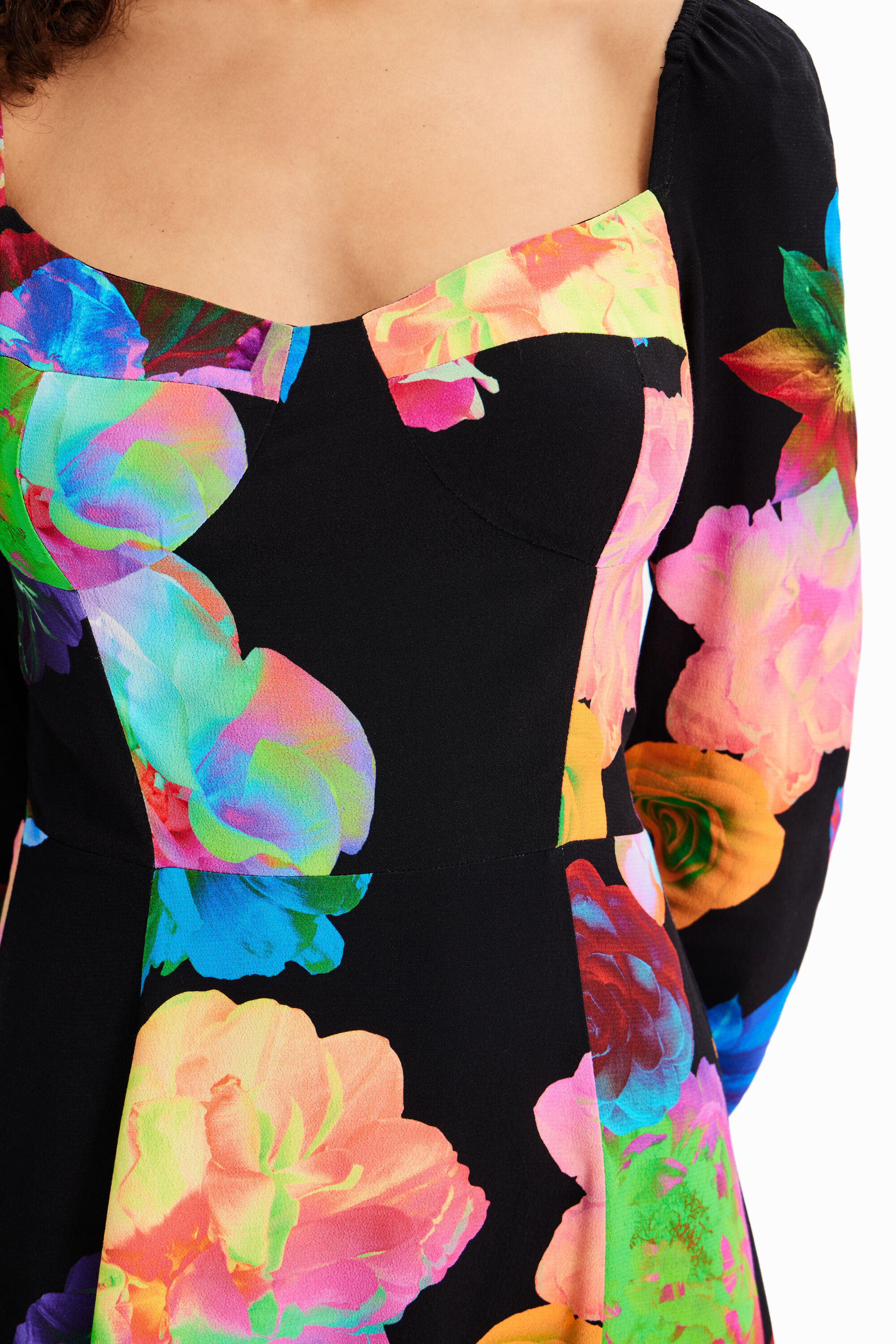 Robe courte évasée fleurs