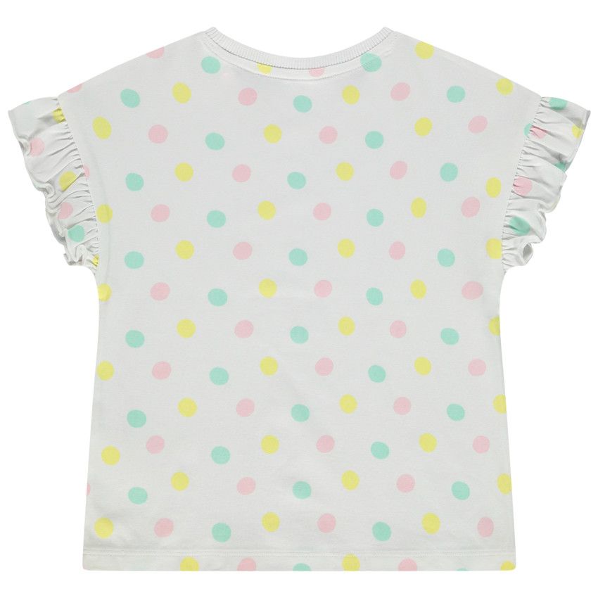 T-shirt manches courtes imprimé pois et print Minnie Disney pour fille - Blanc
