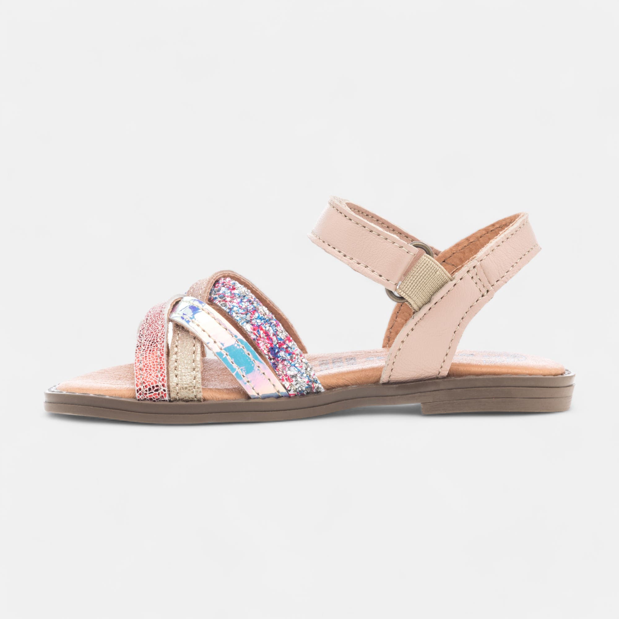 Nu-pieds Fille en cuir multicolore