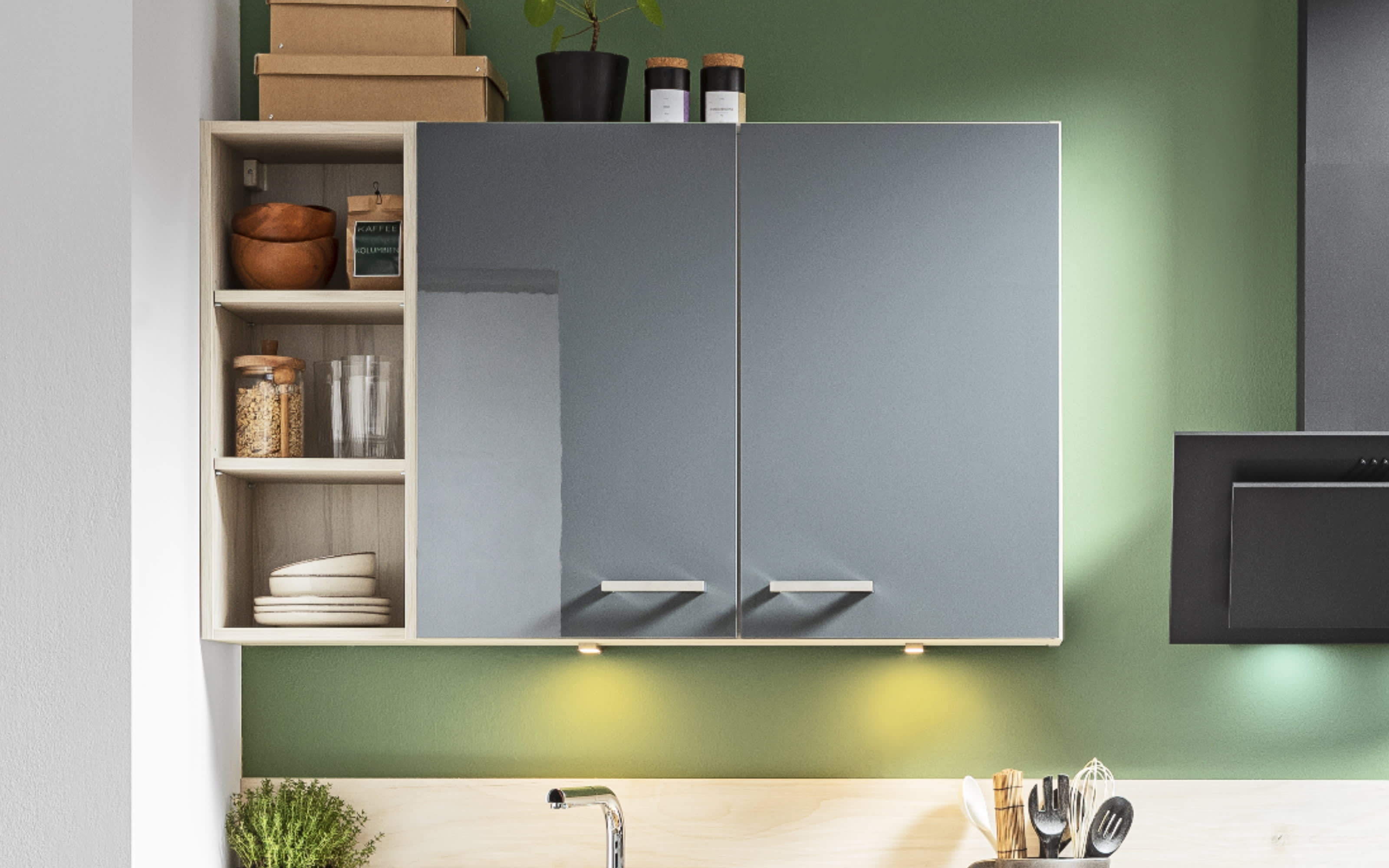 Einbauküche IP 4050, onyx grau Hochglanz, inkl. Privileg Elektrogeräte