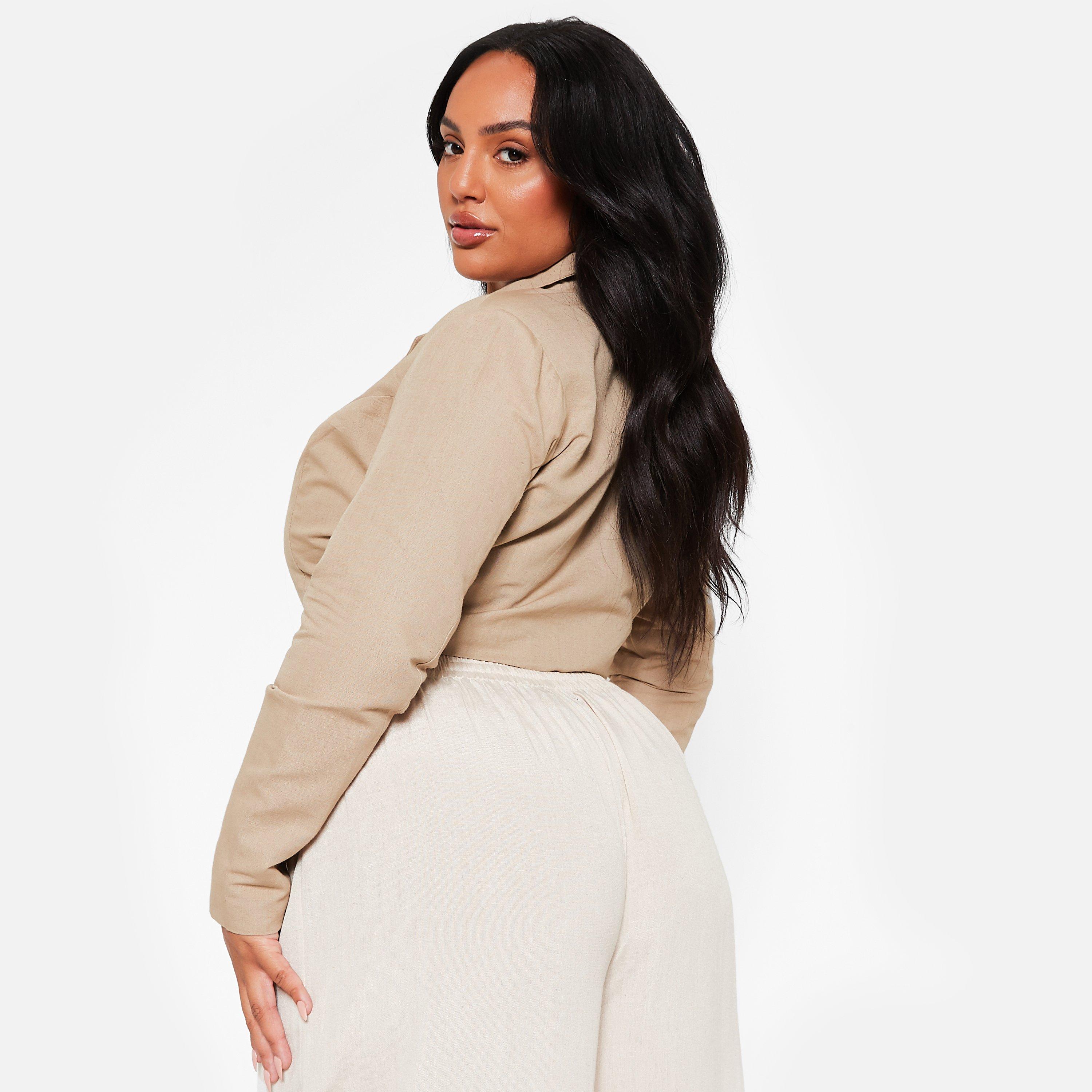 I Saw It First ISAWITFIRST Linen Blend Cropped Blazer Co Ord
