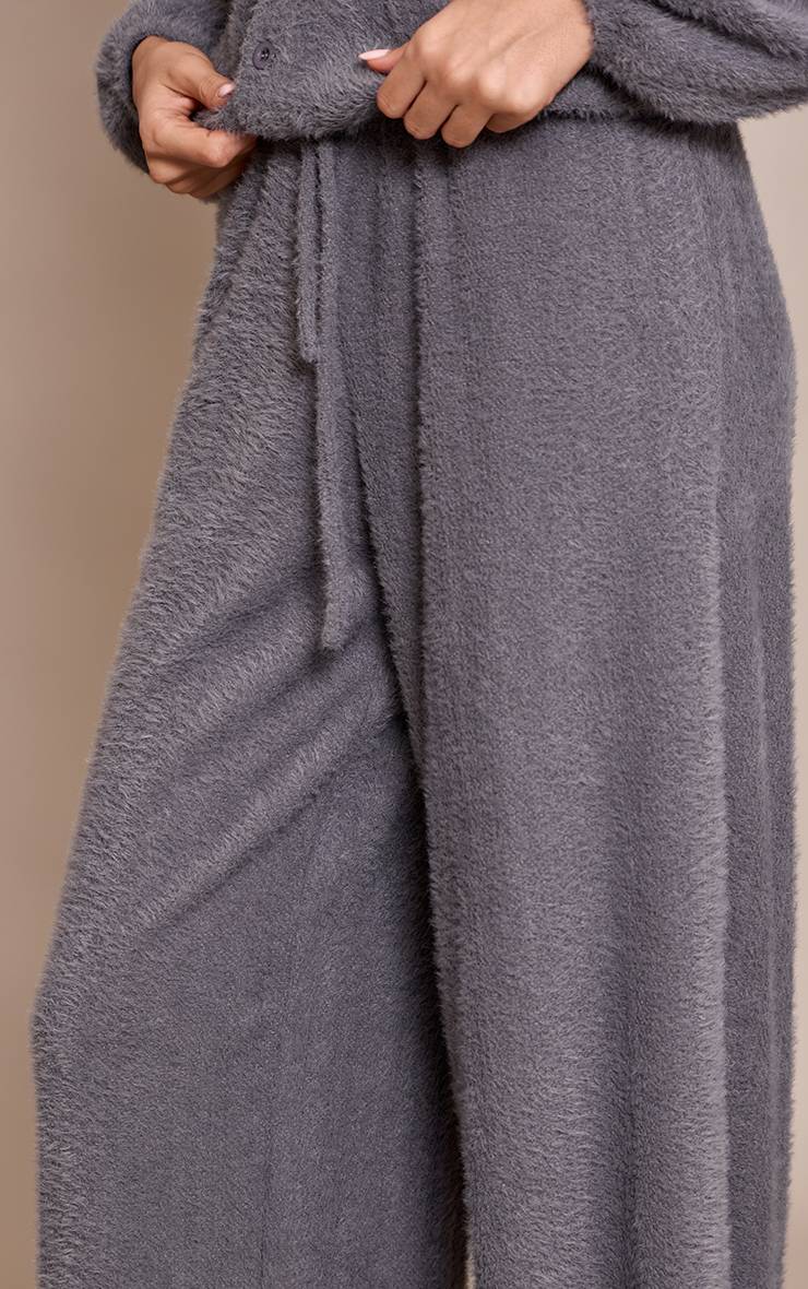 Gris Pantalon Large Texturé À Cordon De Serrage Ensemble Coordonné