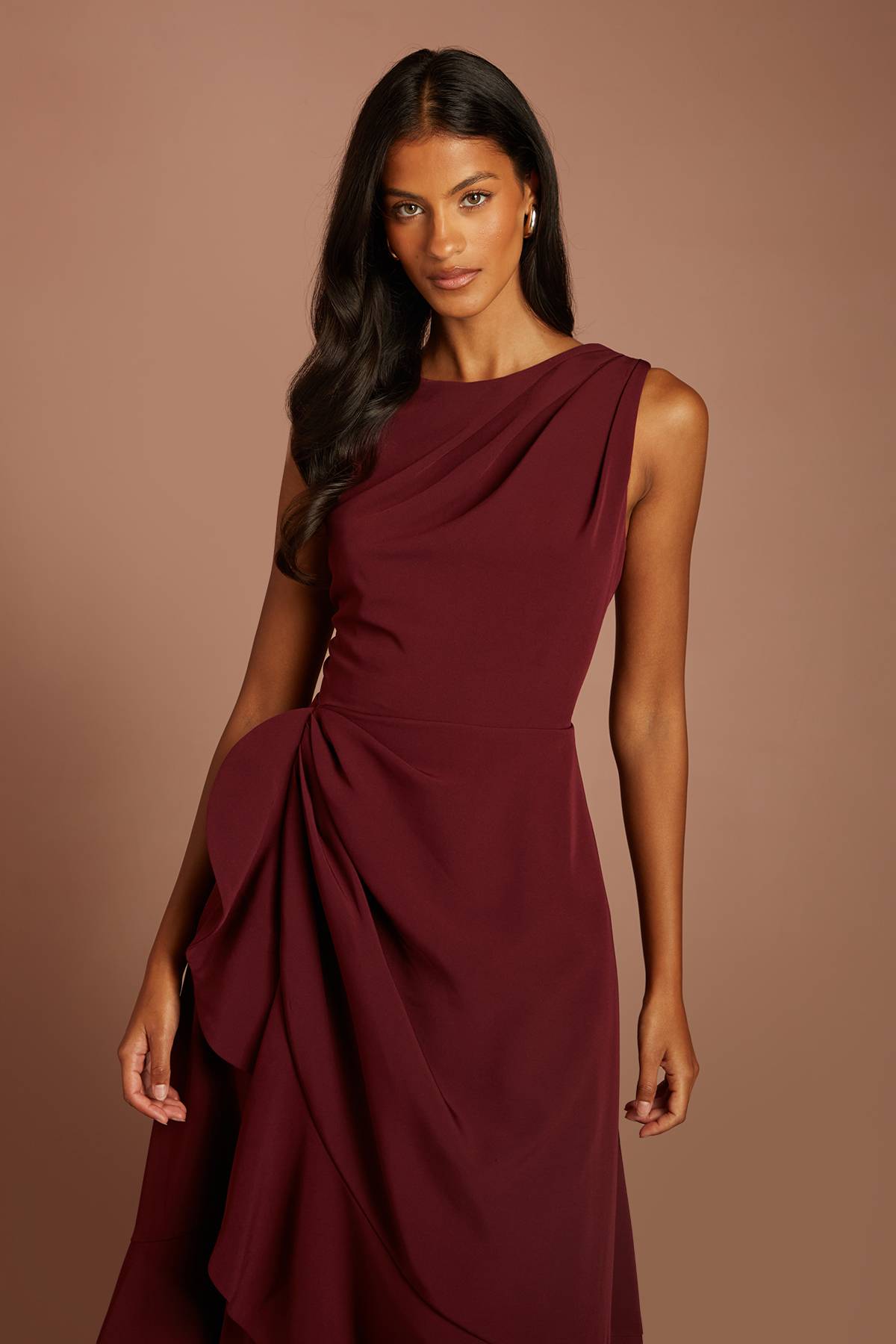 Coast Robe Midi À Volants En Crêpe Avec Dos Échancré Petite
