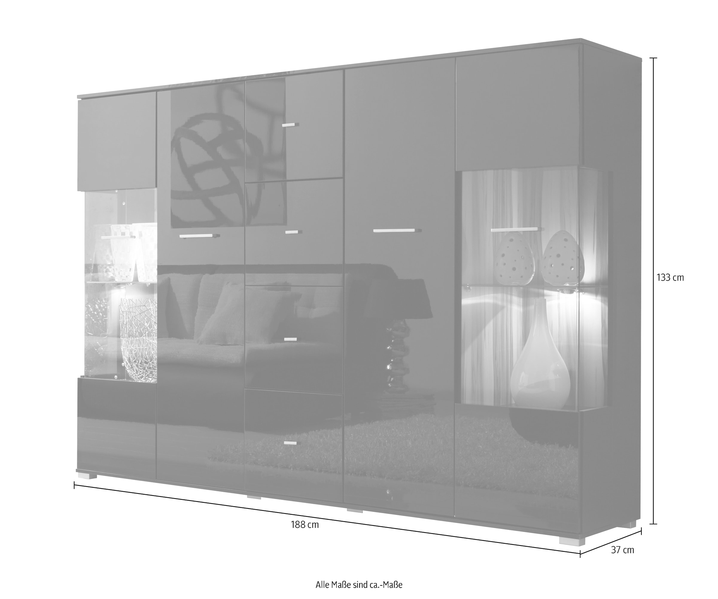 Höltkemeyer Highboard »STYLE« Breite 188 cm, ohne Beleuchtung