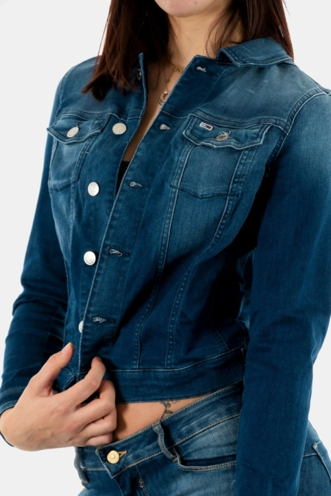 blousons et vestes tommy jeans vivianne slim trucke 1a5 new niceville mid blue stretch