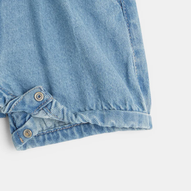 Salopette courte en jean bleue bébé fille Bleu
