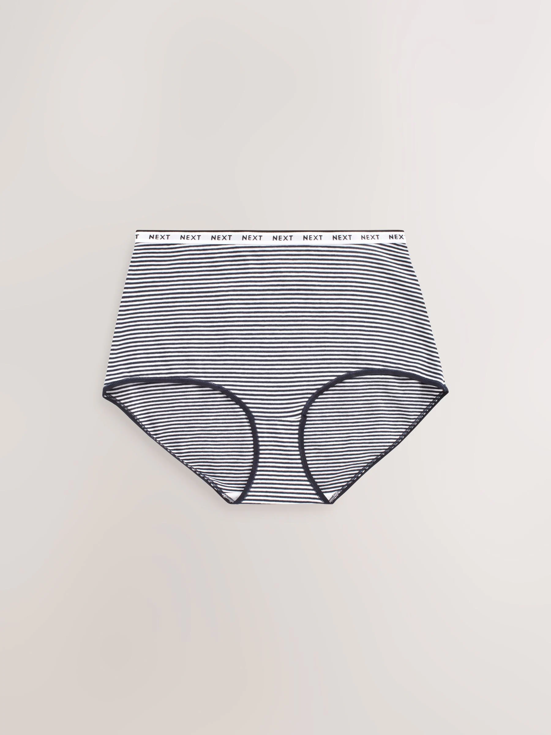 Roze/blauw gestreept - 4 Katoenen slipjes met logotailleband