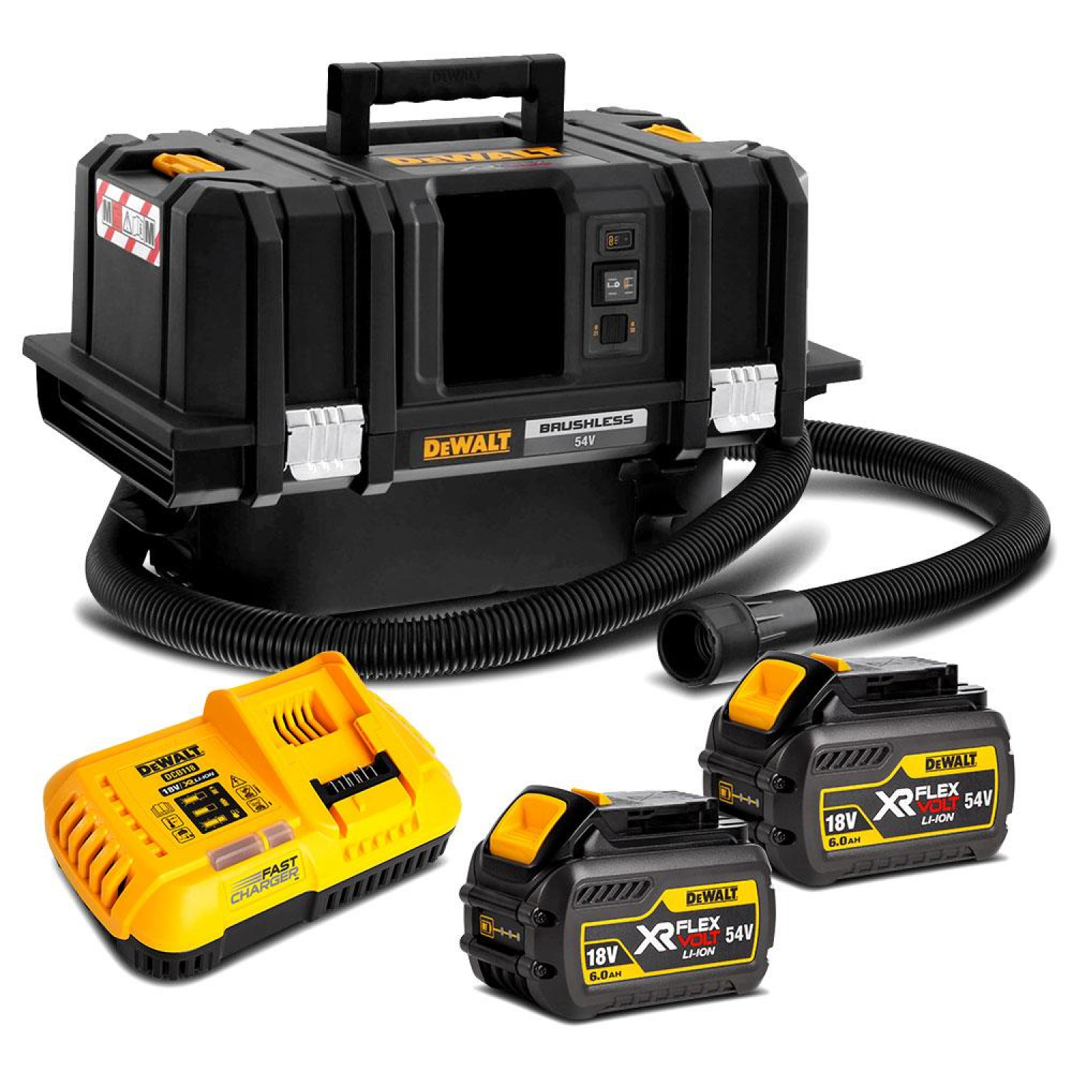 DeWALT DCV586MT2 54V Li-Ion Accu Bouwstofzuiger set (2x 6Ah accu) - Nat/Droog - 2000W - M-Klasse - 11L - koolborstelloos