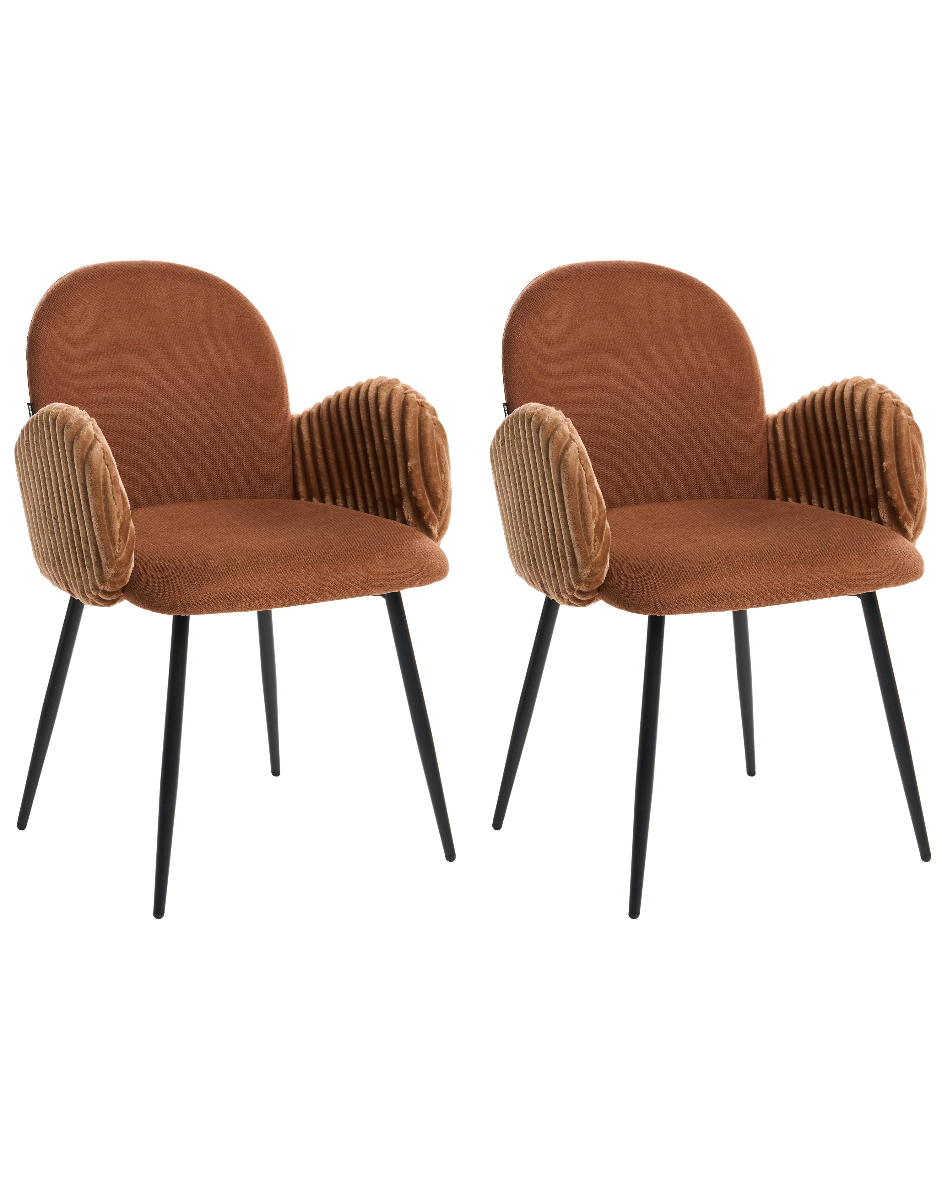 Set van 2 eetkamerstoelen AMITY Stof Bruin