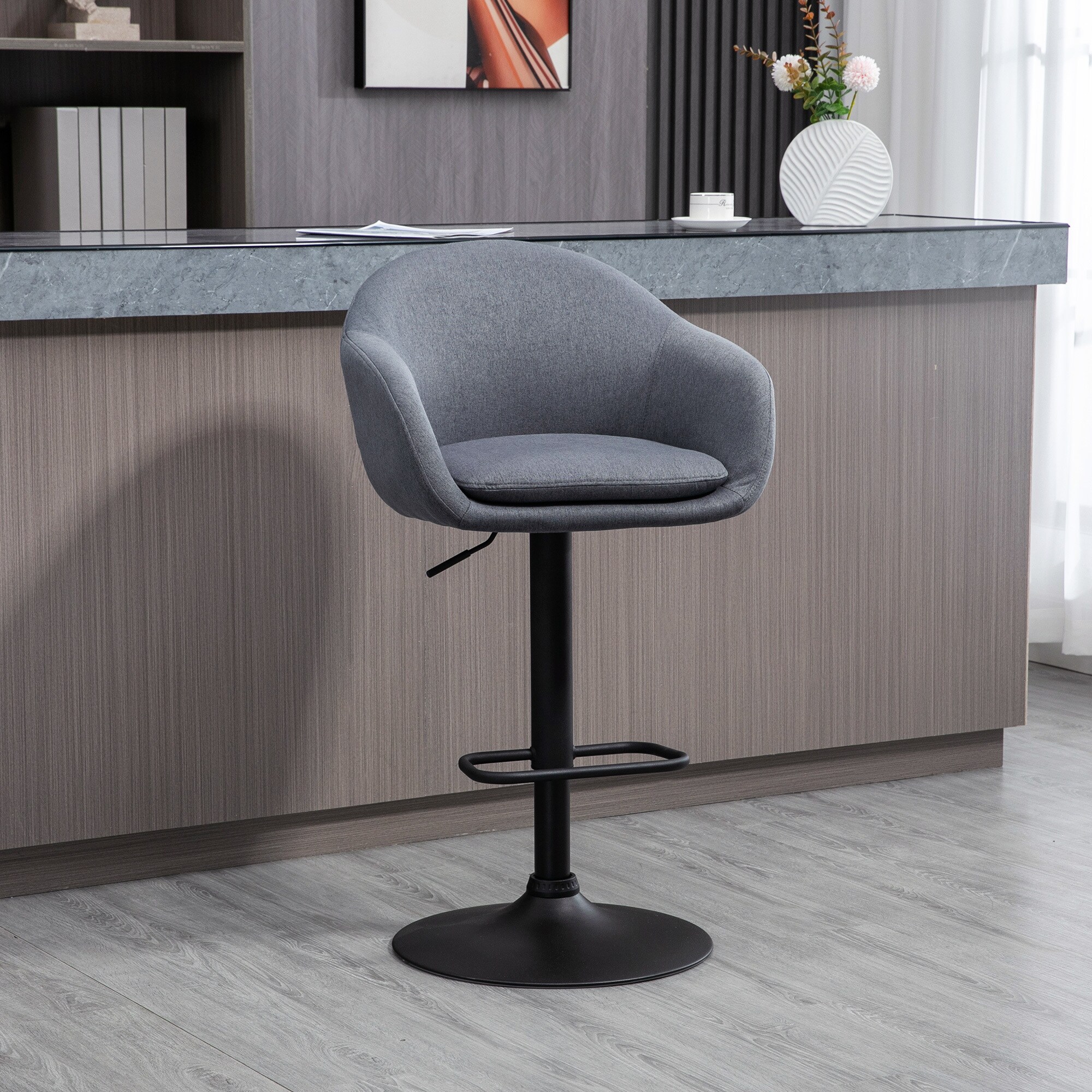 HOMCOM Barhocker mit Fußstütze grau 54L x 54B x 92-112H cm