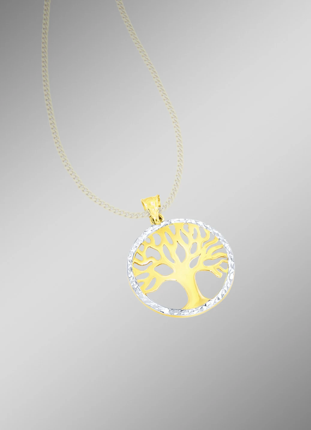 Schöner Anhänger in Bicolor mit diamantiertem Rand