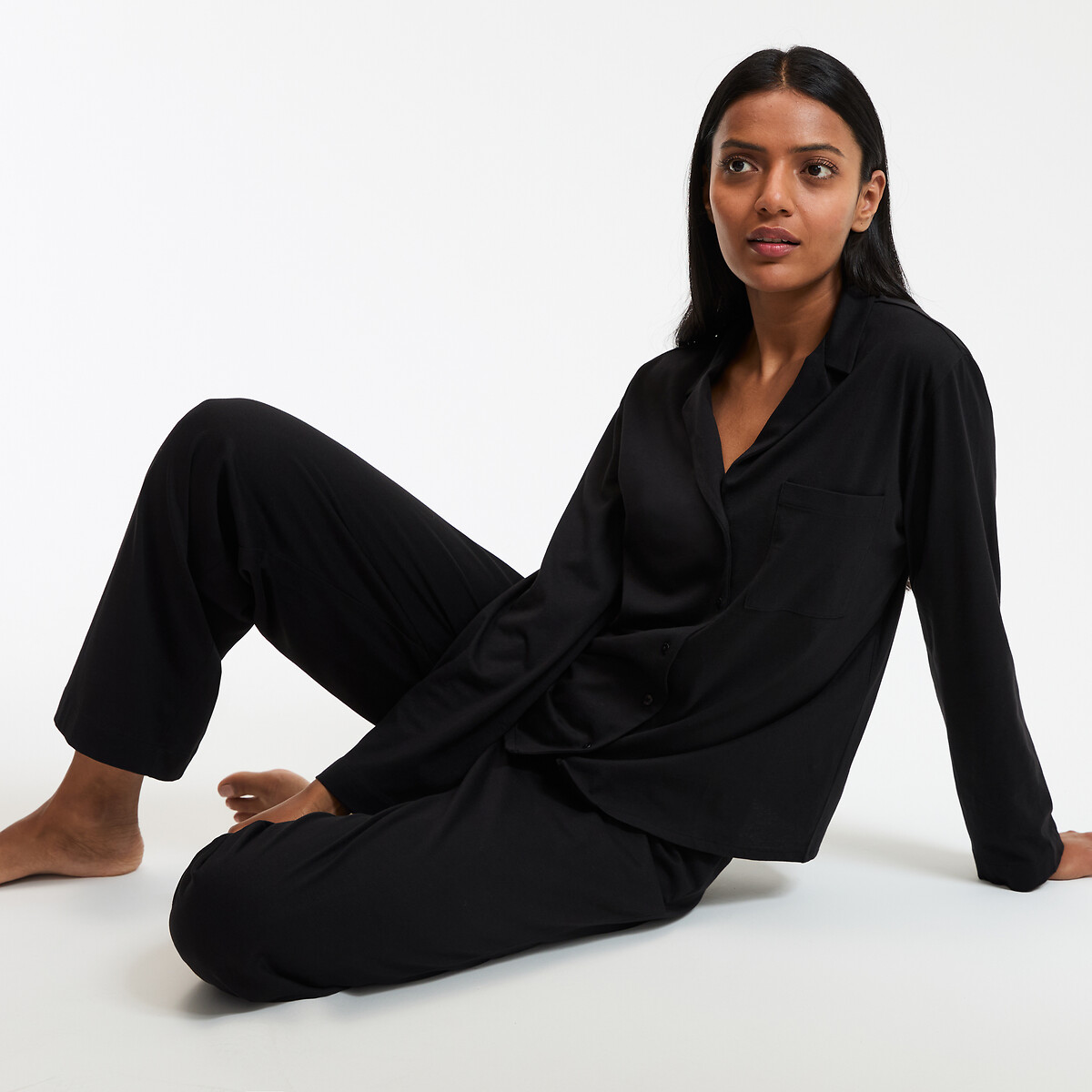 COLEÇÕES LA REDOUTE<br>Pijama de manga comprida em malha de algodão