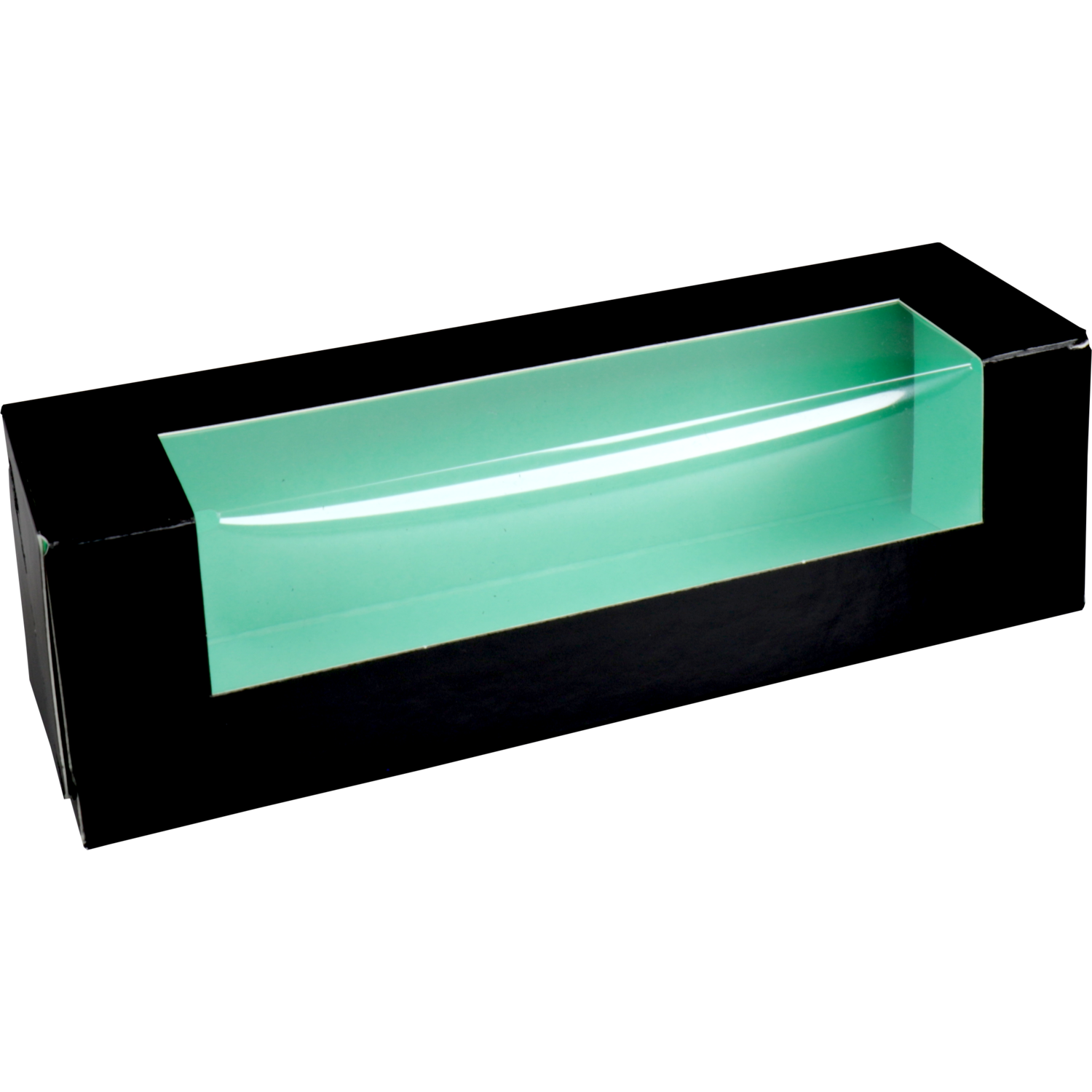 Macarondoosje, karton + PP, 165x47x47mm, zwart/mintgroen
