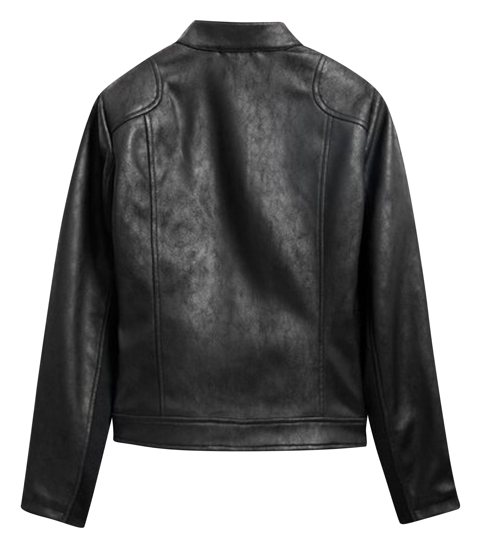 Veste droite effet cuir | Noir