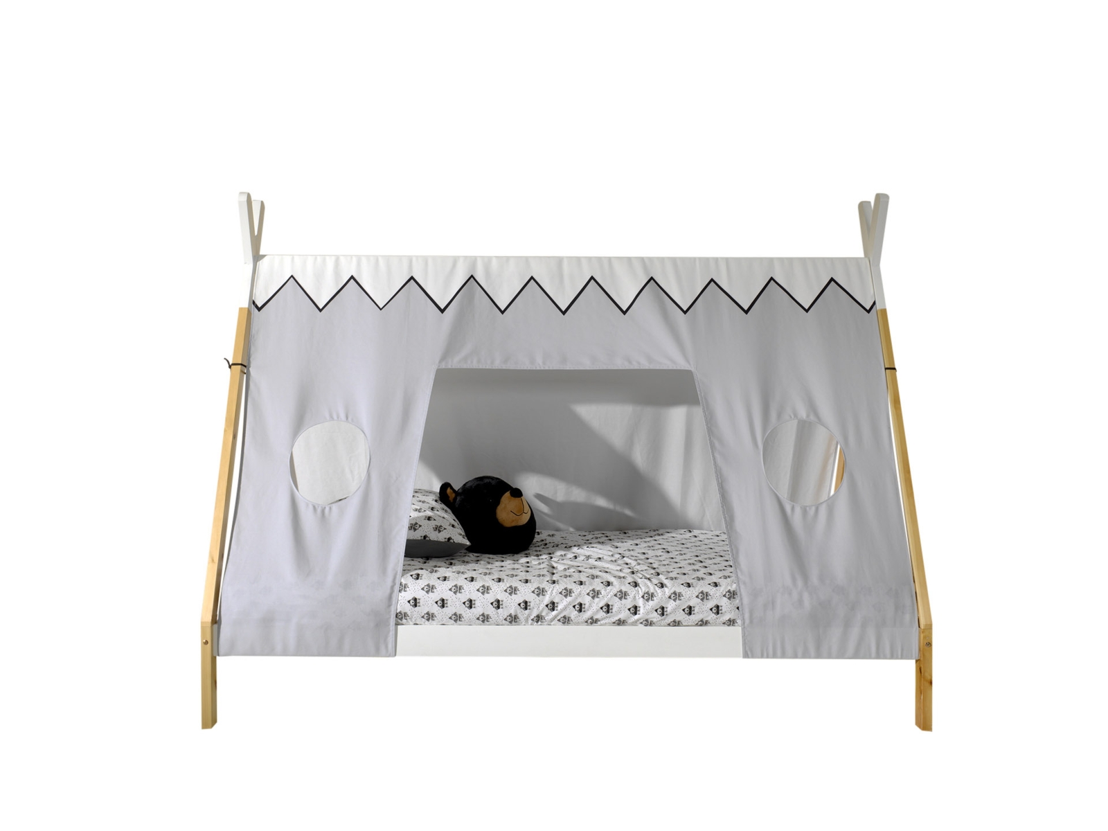 Tipi-Zelt-Bett - weiß - Kiefer- Textilzeltdach - 90x200 cm