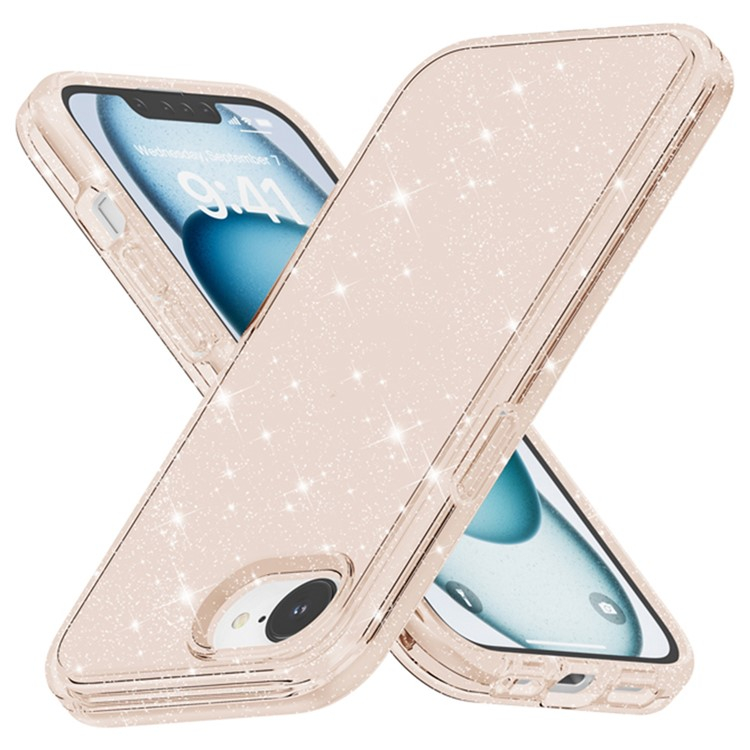iPhone 16e Hybrid Hardcase Schutzhülle im Glitzer Design - Gold / Transparent