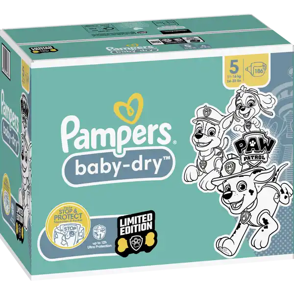 Baby dry Windeln Gr.5 Junior (11-16 kg) Monatsbox Paw Patrol
