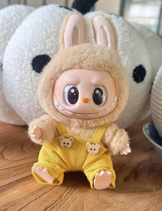 Monsterhäschen Overall Puppen Zubehör Latzhose Outfit Verkleidungs Accessoire mit Teddy Knöpfe - Pink