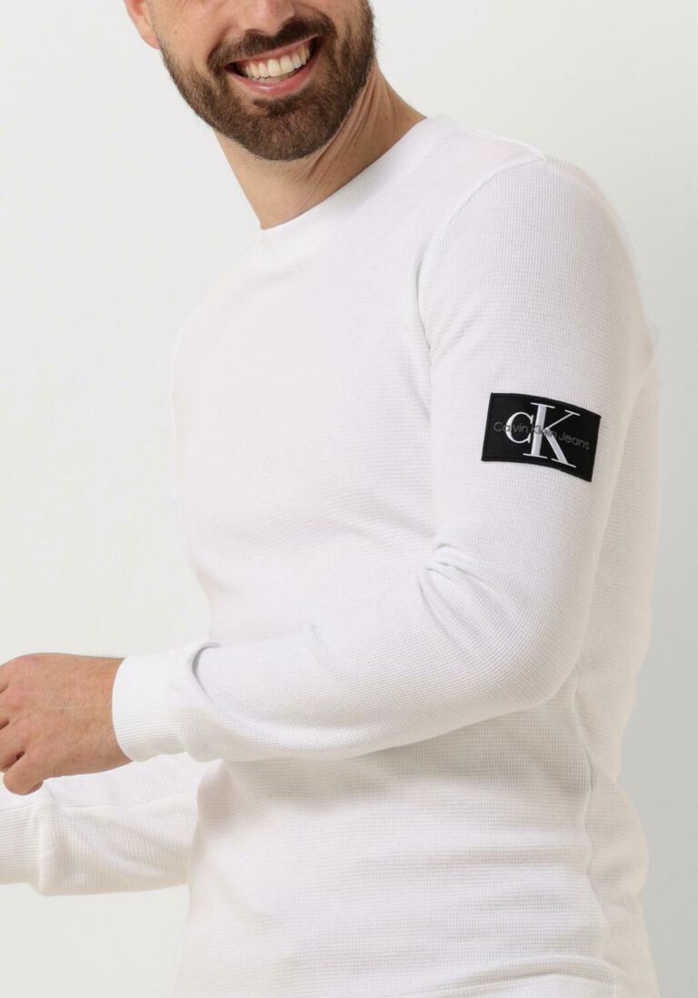 CALVIN KLEIN witte calvin klein trui badge waffle ls tee