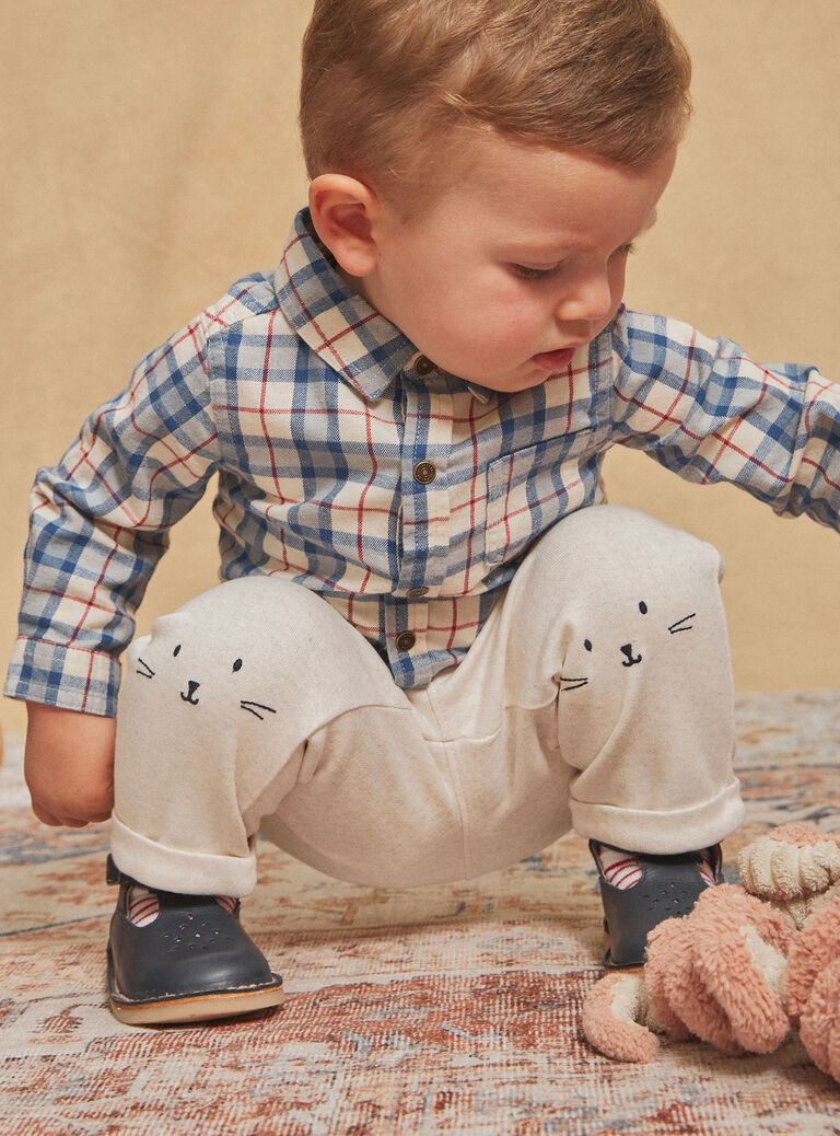 Pantalon beige chiné clair en interlock
