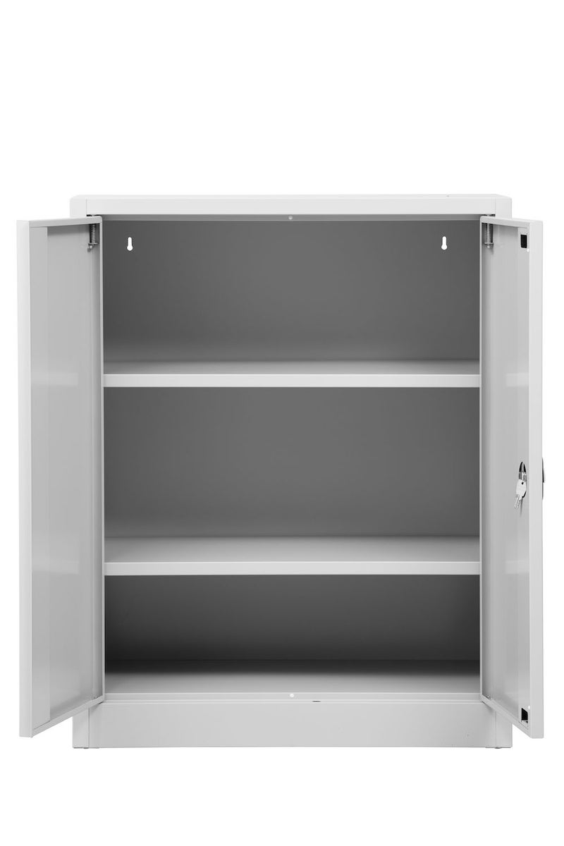 PROREGAL Badger draaideurkast met 2 legplanken, Eurolock greep, plint, HxBxD 100 x 80 x 38 cm, grijs gelakt