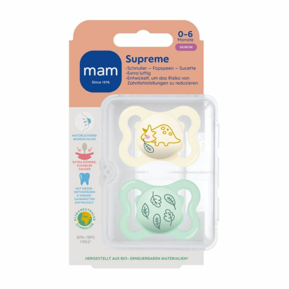 MAM Fopspeen Supreme Silikon 0-6 mnd Universeel2 stuks