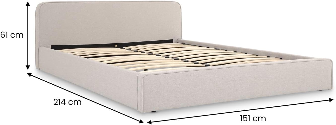 IDIMEX Polsterbett MARINI Doppelbett 140x200 cm in hellgrau - Bett gepolstert mit Lattenrost, modernes Design & stabiles Holzgestell mit Kunststofffüßen