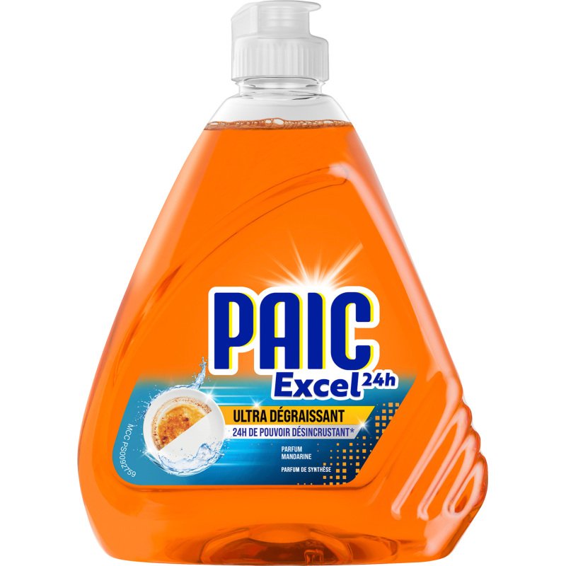 Liquide vaisselle mains Paic Excel 24h ultra-dégraissant - Flacon 500 ml