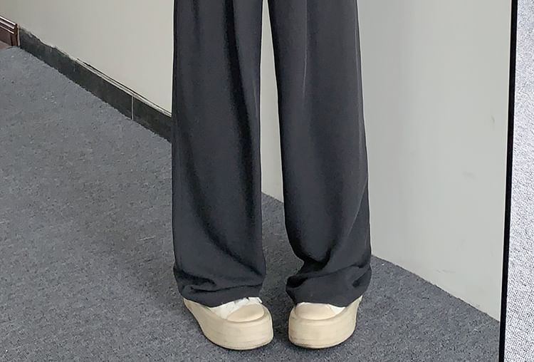 Gilmort - Hoge taille effen wijde broek