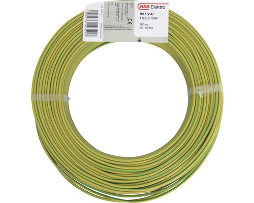 Geïsoleerde draad H07 VU 1x2,5 mm² 100 m groen/geel