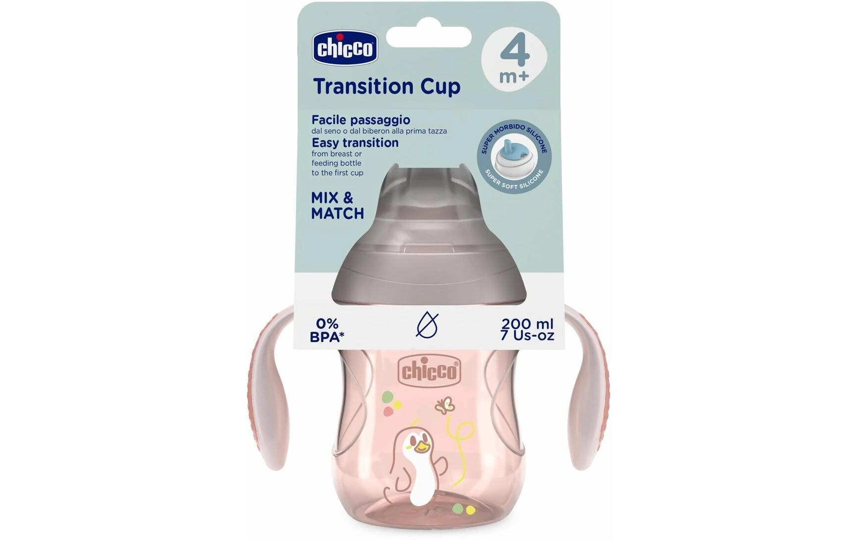 Trinklernbecher Transition Cup Pink, 4m+Trinkflaschen für Babys