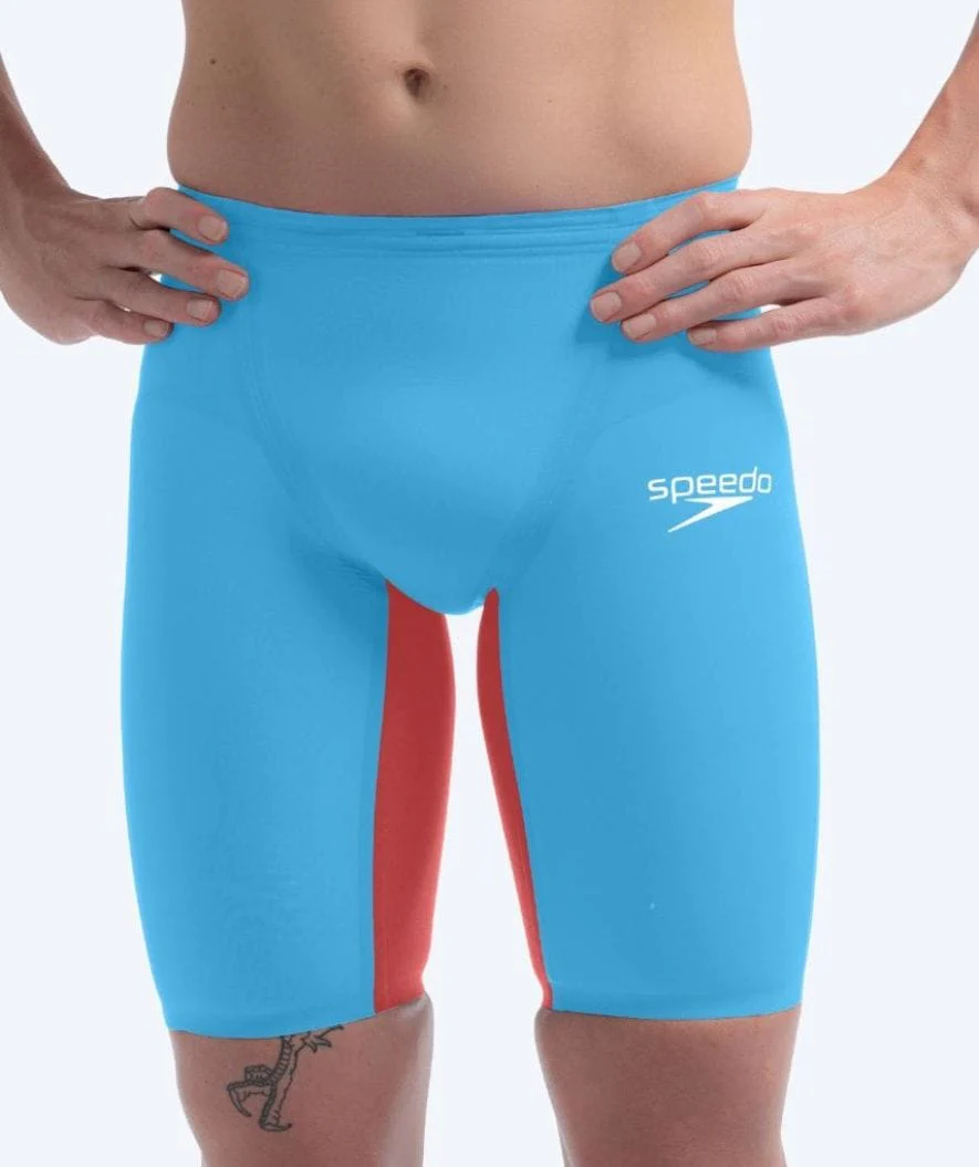 Speedo konkurrence badebukser til mænd - LZR Pure Valor 2.0 - Lyseblå/rød