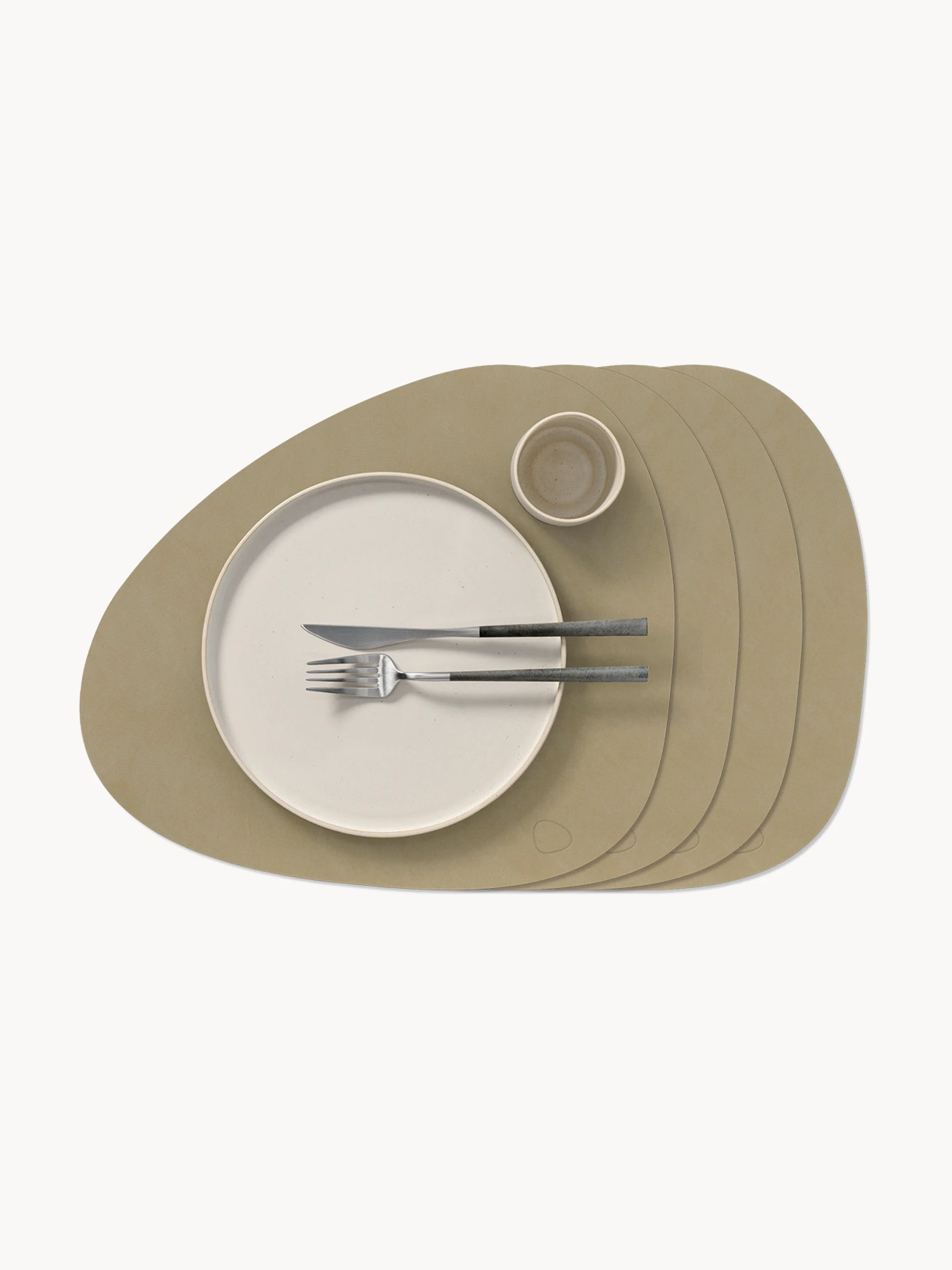 Asymmetrische leren placemats Curve, 4 stuks