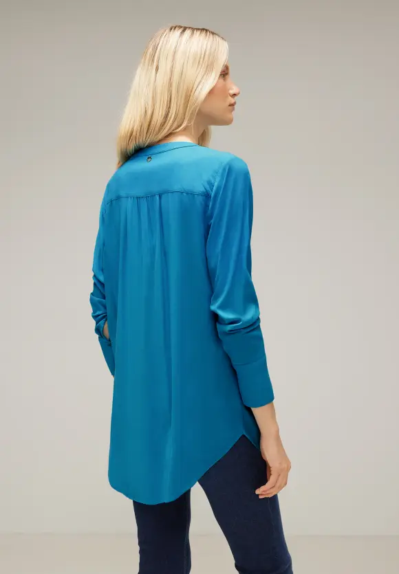 Longbluse in Unifarbe - alaska blue