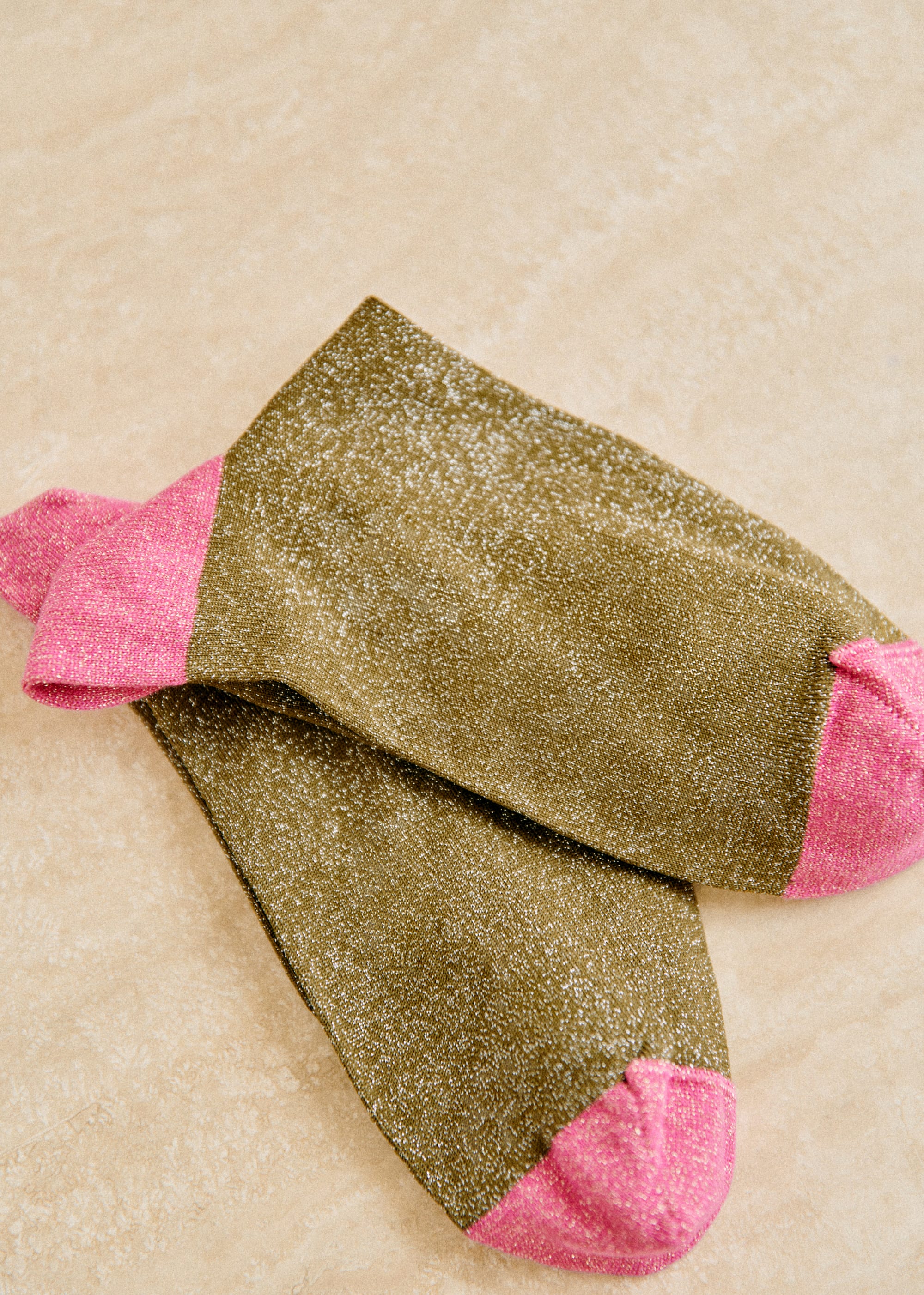Chaussettes Lurex bicolores - Kaki et fuchsia - SOULIERS/SOULIERS Mocassins 5906293
