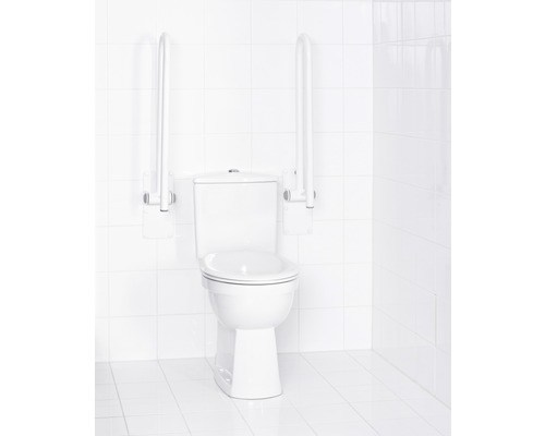 Opvouwbare lange witte toiletbeugel