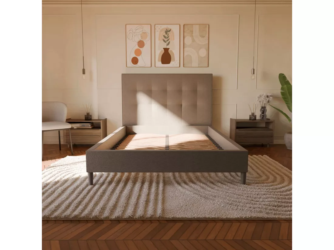 Ensemble lit + tête de lit 180x200cm - Anthracite - Collection Léa - Morphea
