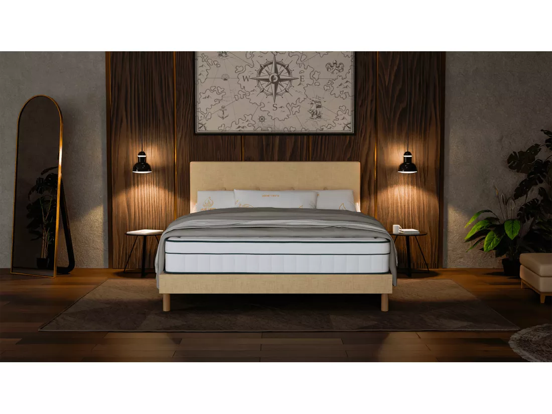 Matelas 180x200 Thalassa Hybride : Ressorts Ensachés - Mémoire de Forme Haute Qualité - Mal de Dos - Ferme - Confortable - Solides - Douce Lune