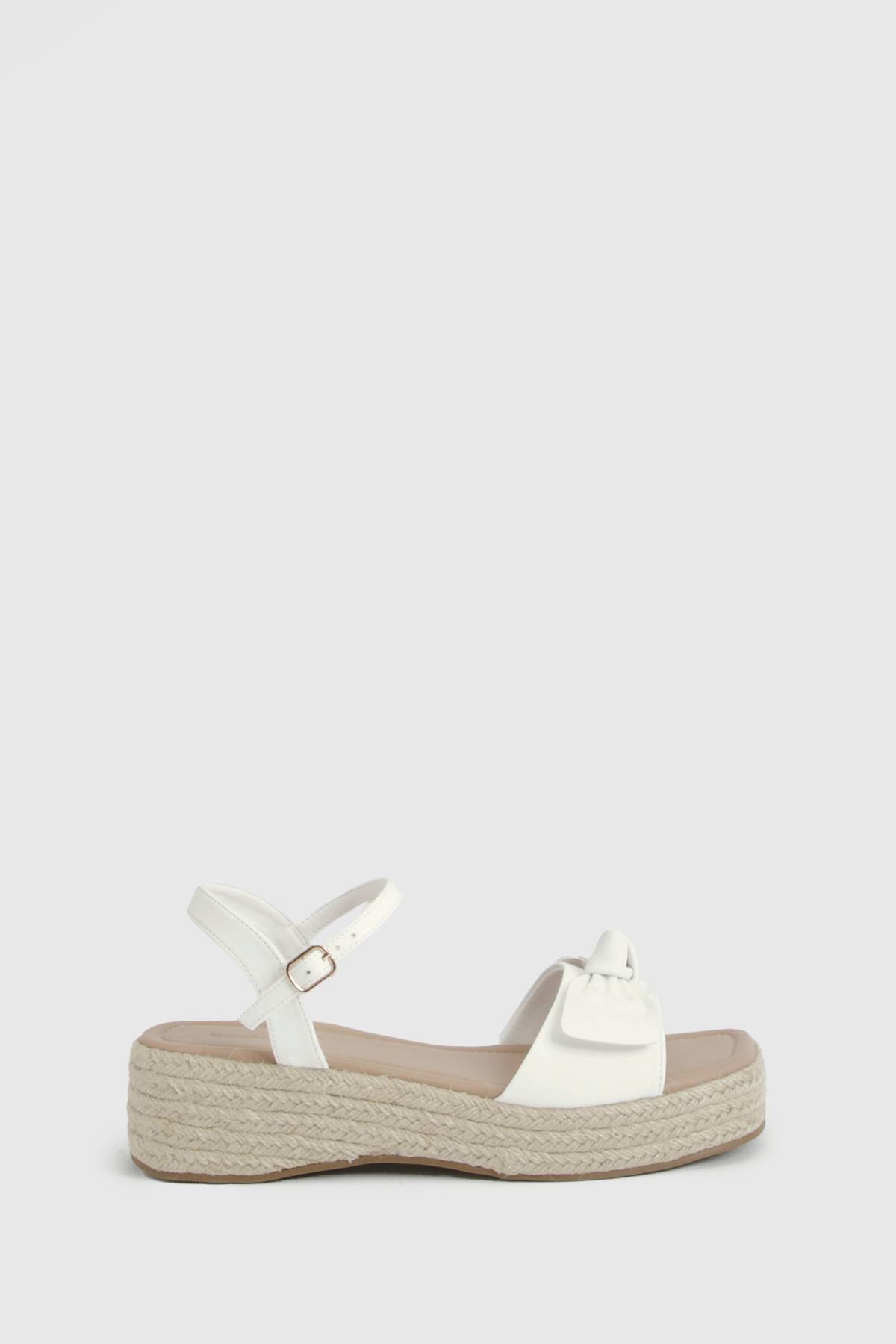 boohoo Espadrilles Compensées À Brides Avec Détail Nœud - Coupe Large