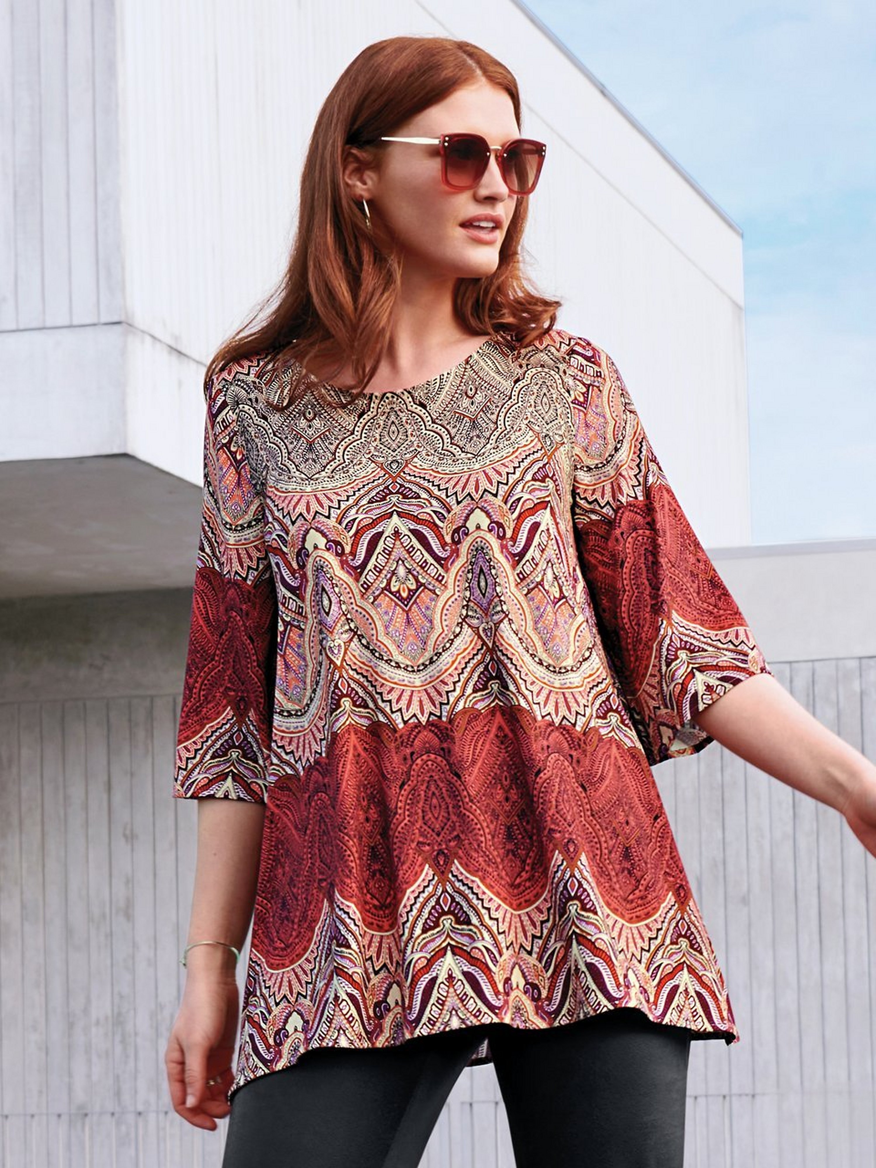 Rundhals-Shirt mit 3/4-Arm