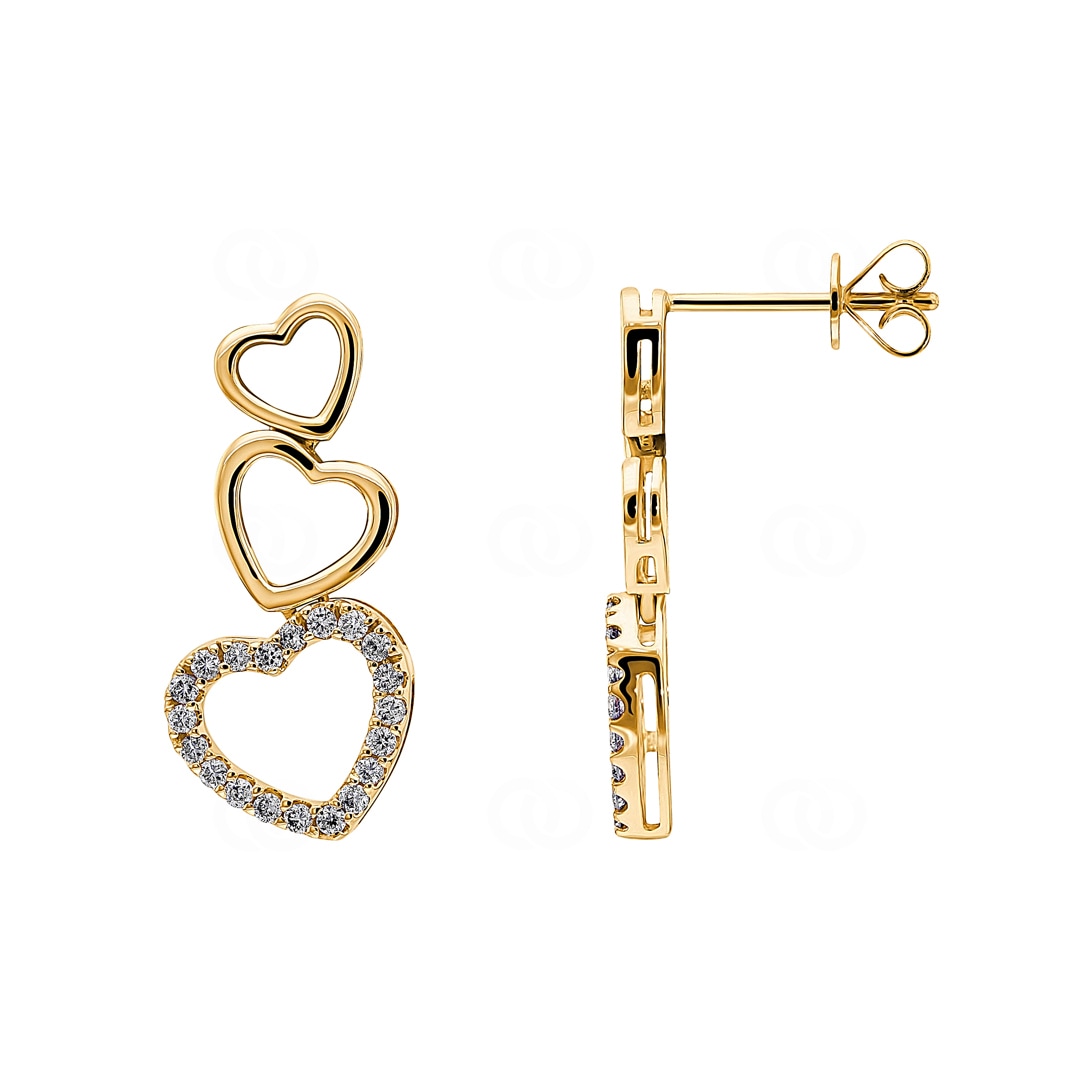 0.32 Karat Diamantohrhänger 750/18 K Gelbgold Herz