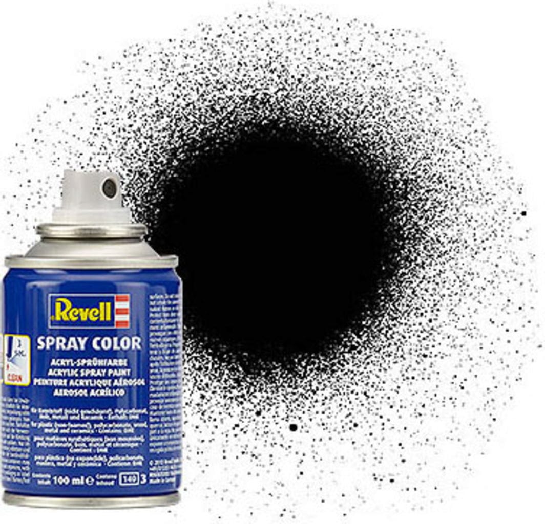 Revell  Spray schwarz, seidenmatt, 100 ml    Sprühlack für viele verschiedene Materialien