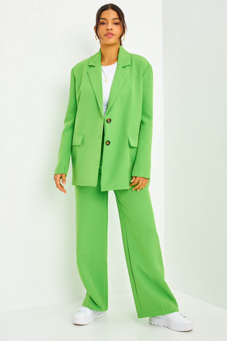 Ensemble 2 pièces blazer + pantalon de tailleur oversize vert