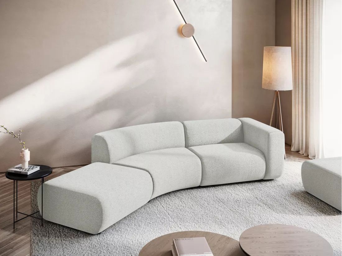 Canapé modulable 4 places gauche en tissu texturé - beige - EKAHI