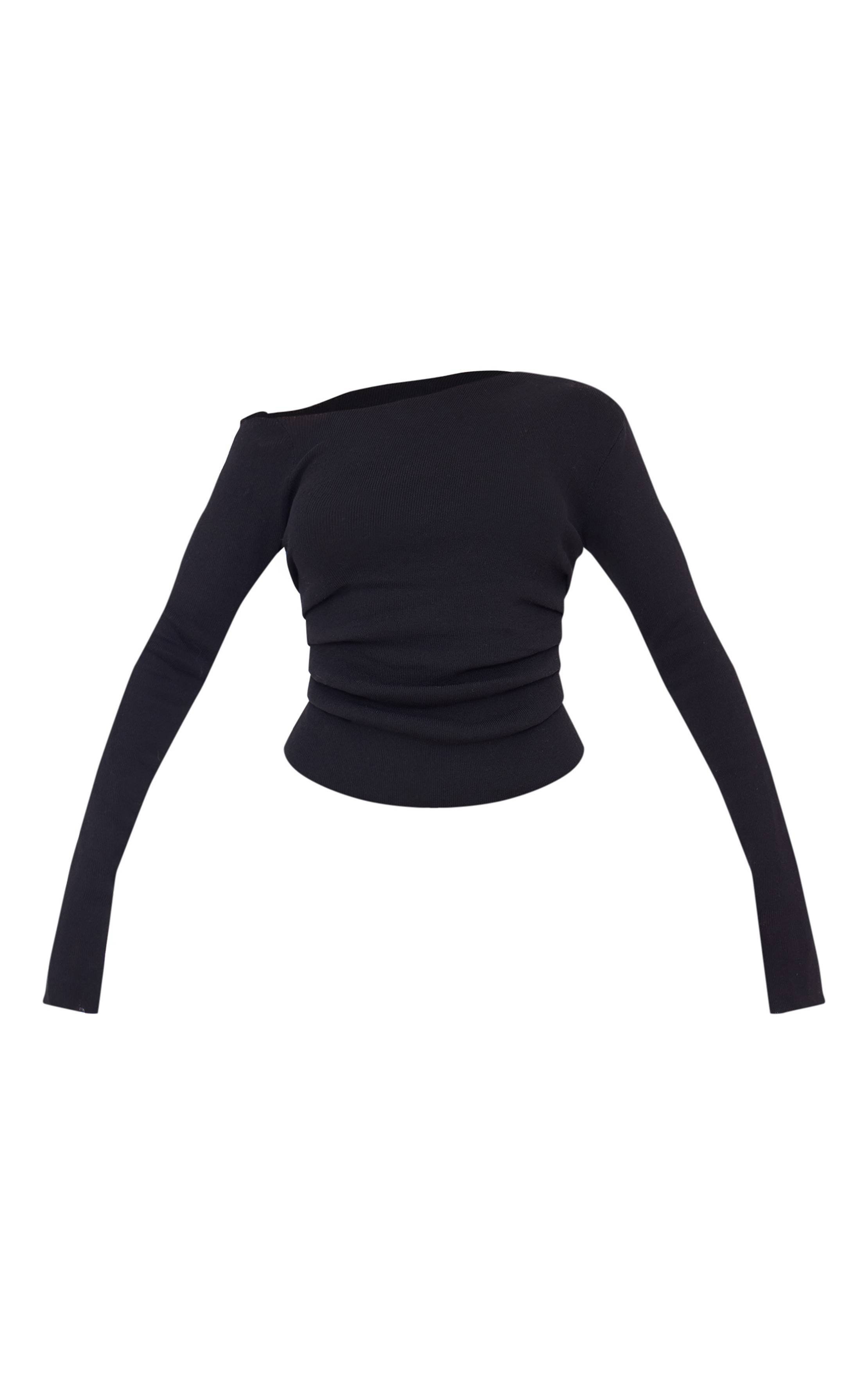 Noir Haut Asymétrique En Maille Fine